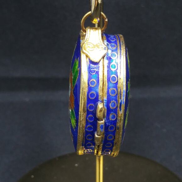 Vintage Cloisonne Enamel Pendant Trinket Box, 1970s Jewelry, Boho - Picture 8 of 10